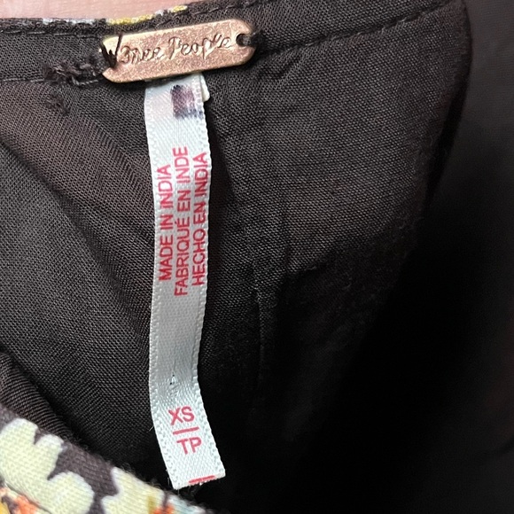 Free People Brown and Orange Sheath Mini Dress with Puff Sleeves - Picture 6 of 7